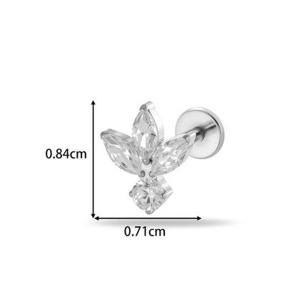 G23/F136 Titanium Zircon Piercing Studs | Internally Threaded Lip Labret & Cartilage Jewelry for Sensitive Skin