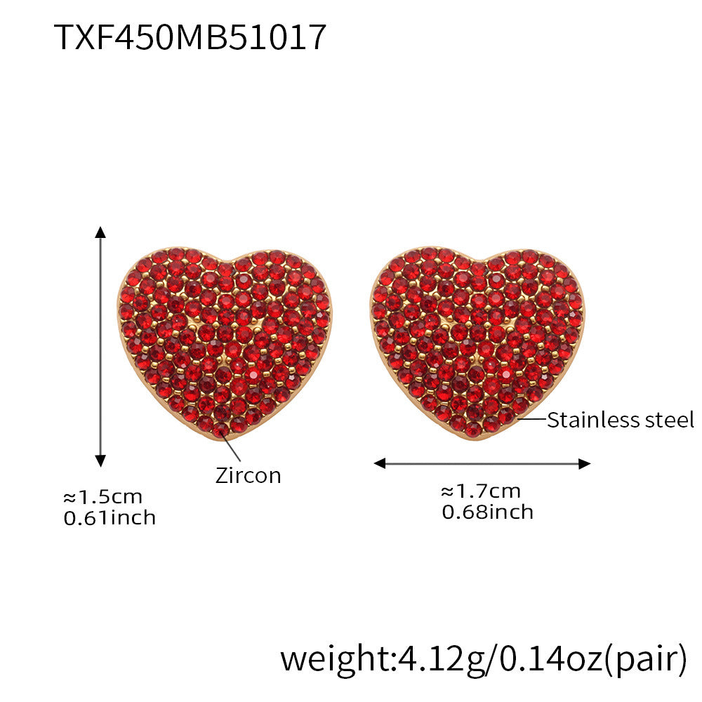 Stainless Steel Heart Jewelry Set – Zircon Heart Necklace, Earrings & Ring Set | Romantic Gift Set