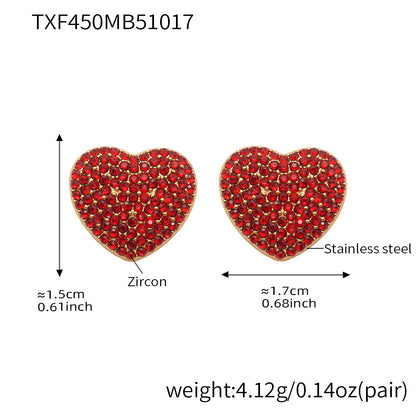Stainless Steel Heart Jewelry Set – Zircon Heart Necklace, Earrings & Ring Set | Romantic Gift Set