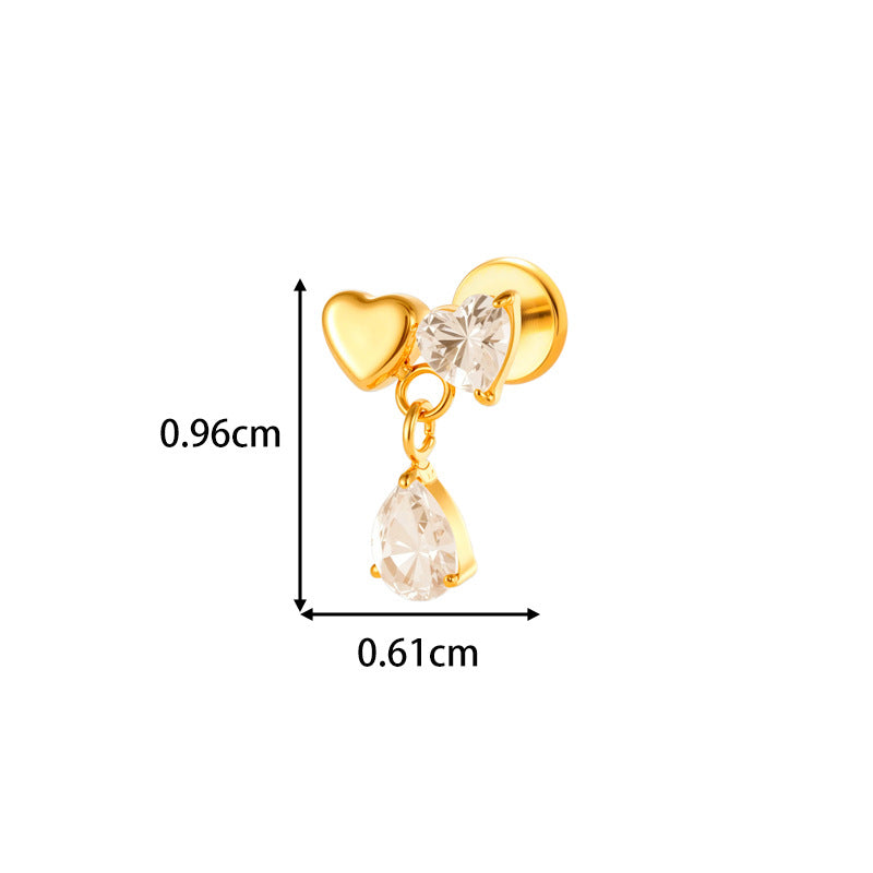 G23/F136 Titanium Star & Teardrop Dangle Flat Back Internally Threaded Labret Studs | Hypoallergenic Piercing Jewelry for Lip, Ear, Cartilage