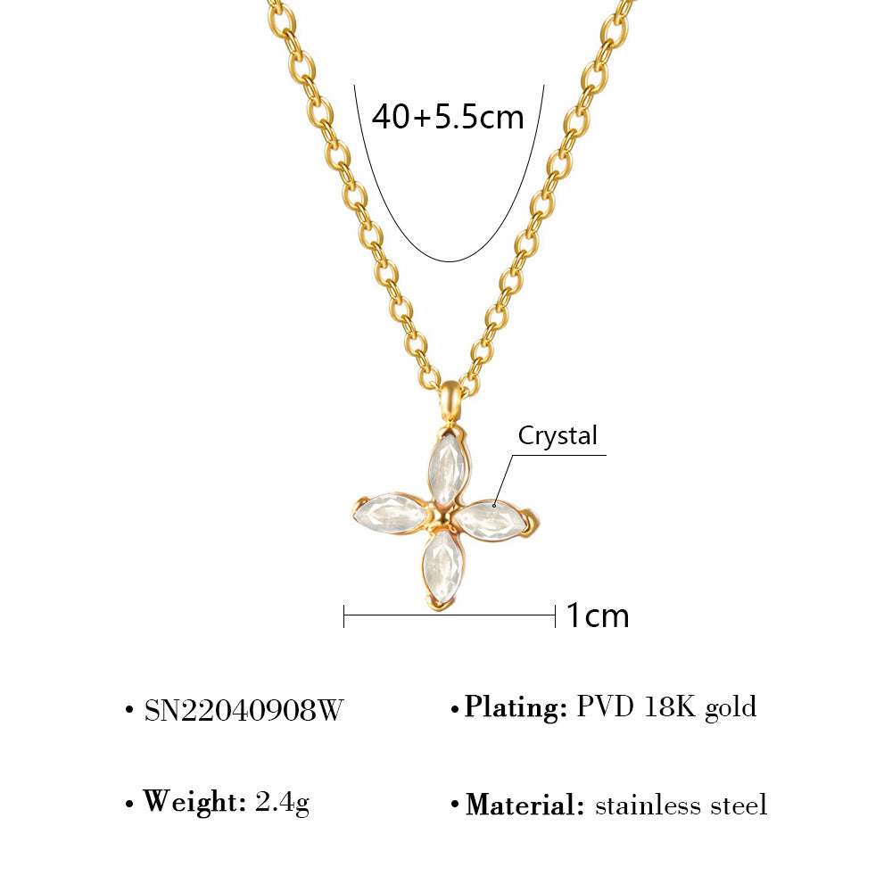 18K Gold Plated Titanium Steel Vintage Fan-Shaped, Round Disc, and Four-Leaf Clover Layered Necklaces | Stylish Fashion Jewelry