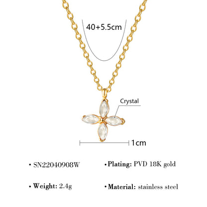 18K Gold Plated Titanium Steel Vintage Fan-Shaped, Round Disc, and Four-Leaf Clover Layered Necklaces | Stylish Fashion Jewelry
