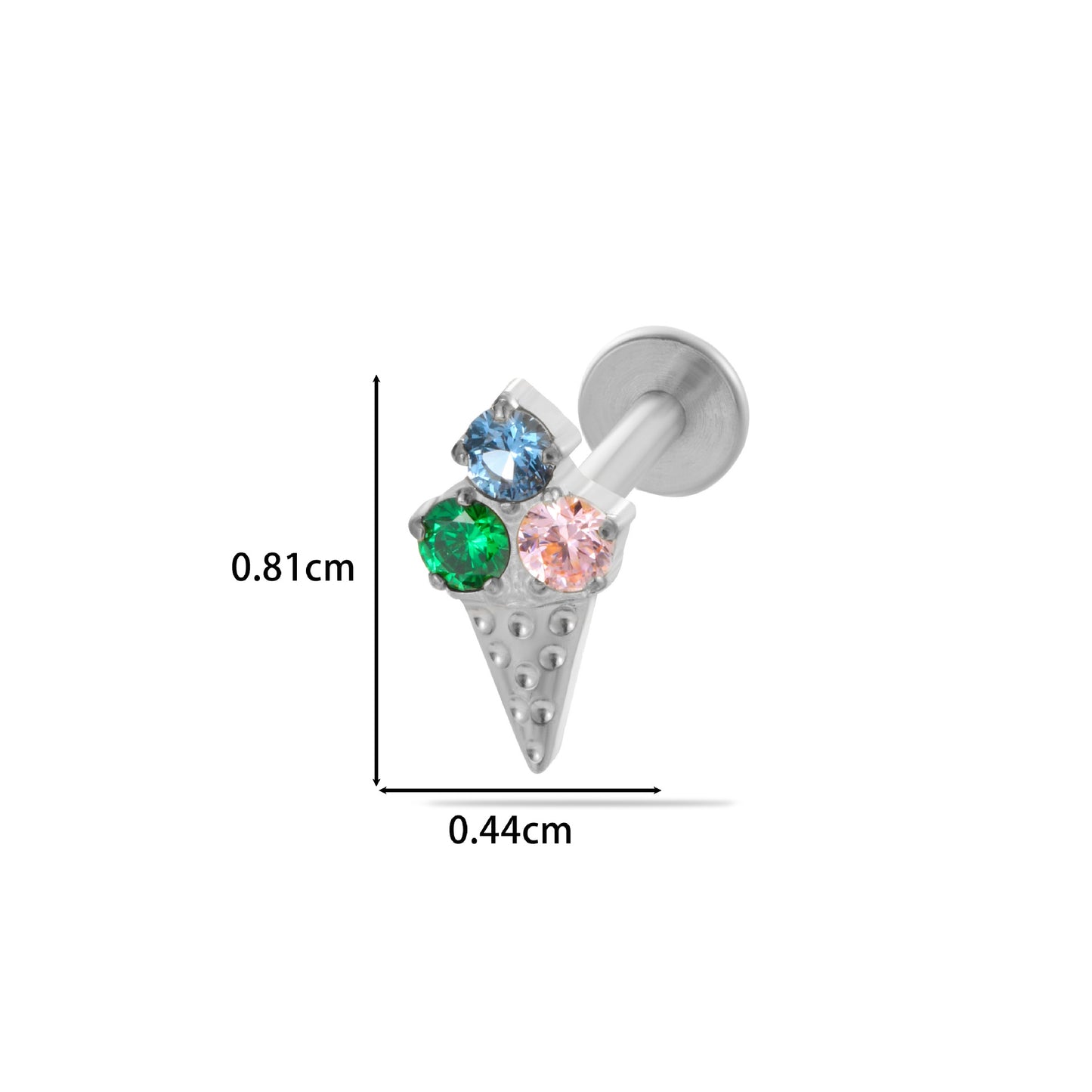 F136 Titanium Zircon Labret Studs | Internally Threaded Cartilage Piercing Jewelry in Gold & Silver