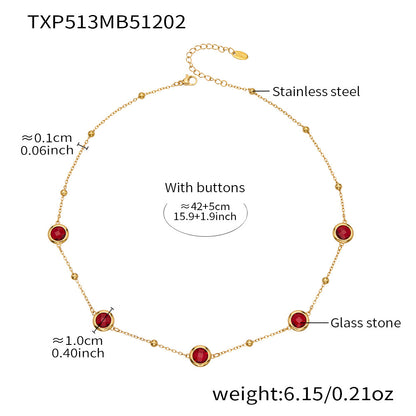 Candy Color Glass Stone Jewelry Set – Stainless Steel Necklaces, Bracelets & Earrings