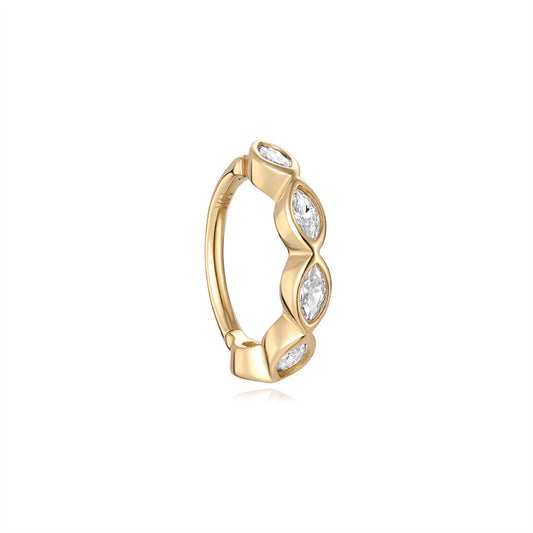 14K Gold Pea-Shaped Zircon Stud Earrings – Dainty & Elegant for Piercing Stacks
