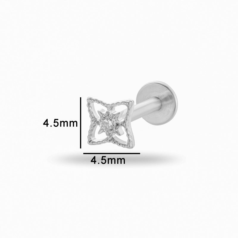 G23/F136 Titanium Zircon Lip & Cartilage Piercing Jewelry | Internally Threaded Studs | Fashionable & Hypoallergenic