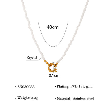 18K Gold Plated Titanium Steel Beaded Heart Pendant Necklace | Fashion Jewelry Set