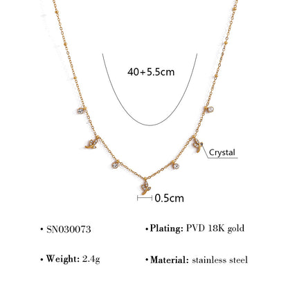 18K Gold Plated Titanium Steel Pearl & Leaf Flower Pendant Necklace | Elegant Fashion Jewelry