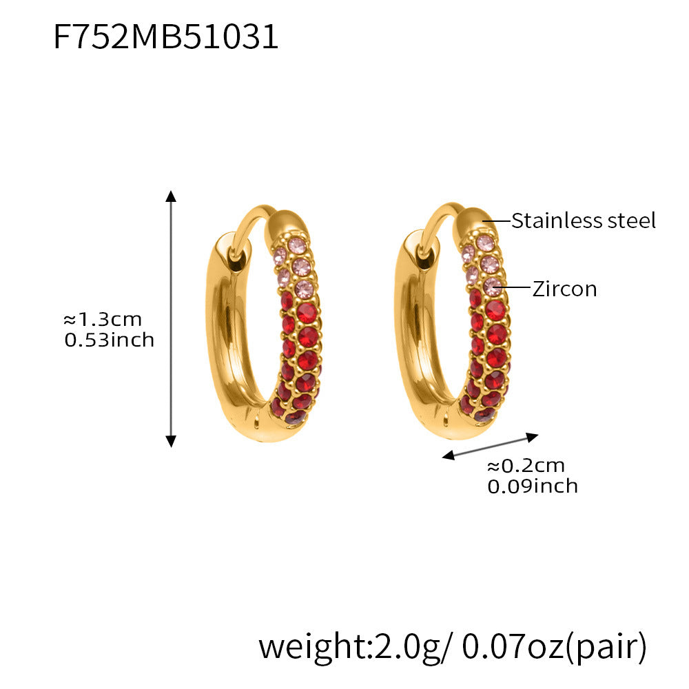 Luxury Minimalist Geometric Hoop Earrings with Micro Inlay Cubic Zirconia | Fashion Jewelry Set