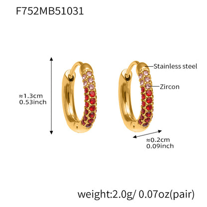 Luxury Minimalist Geometric Hoop Earrings with Micro Inlay Cubic Zirconia | Fashion Jewelry Set