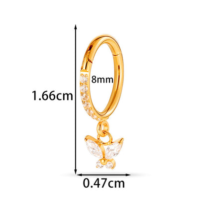 F136 Titanium Zircon Star & Moon Dangle Cartilage Piercing | Lip & Ear Jewelry | Hypoallergenic & Stylish