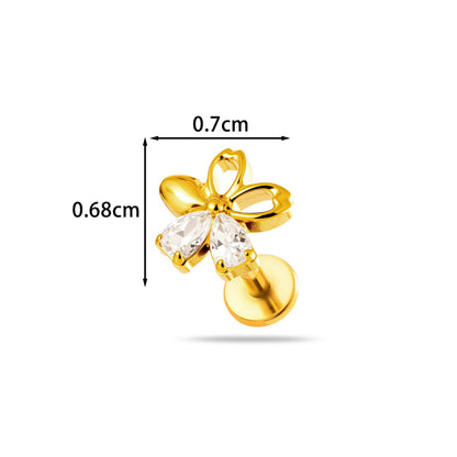 Titanium Labret Stud for Lip & Cartilage Piercing – CZ Flat Back Jewelry (Implant Grade ASTM F136)