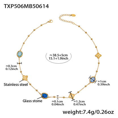 Stainless Steel Oval Gemstone Jewelry Series – Long Pendant Necklace · Bracelet · Drop Earrings | WANTI Jewelry