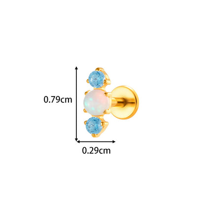 G23/F136 Titanium Opal Flat Back Labret Stud | Colorful Opal Piercing Jewelry for Lip & Ear