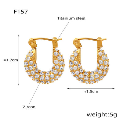 Stainless Steel Zircon Hoop Earrings Set | Modern Minimalist Sparkling Fashion Jewelry