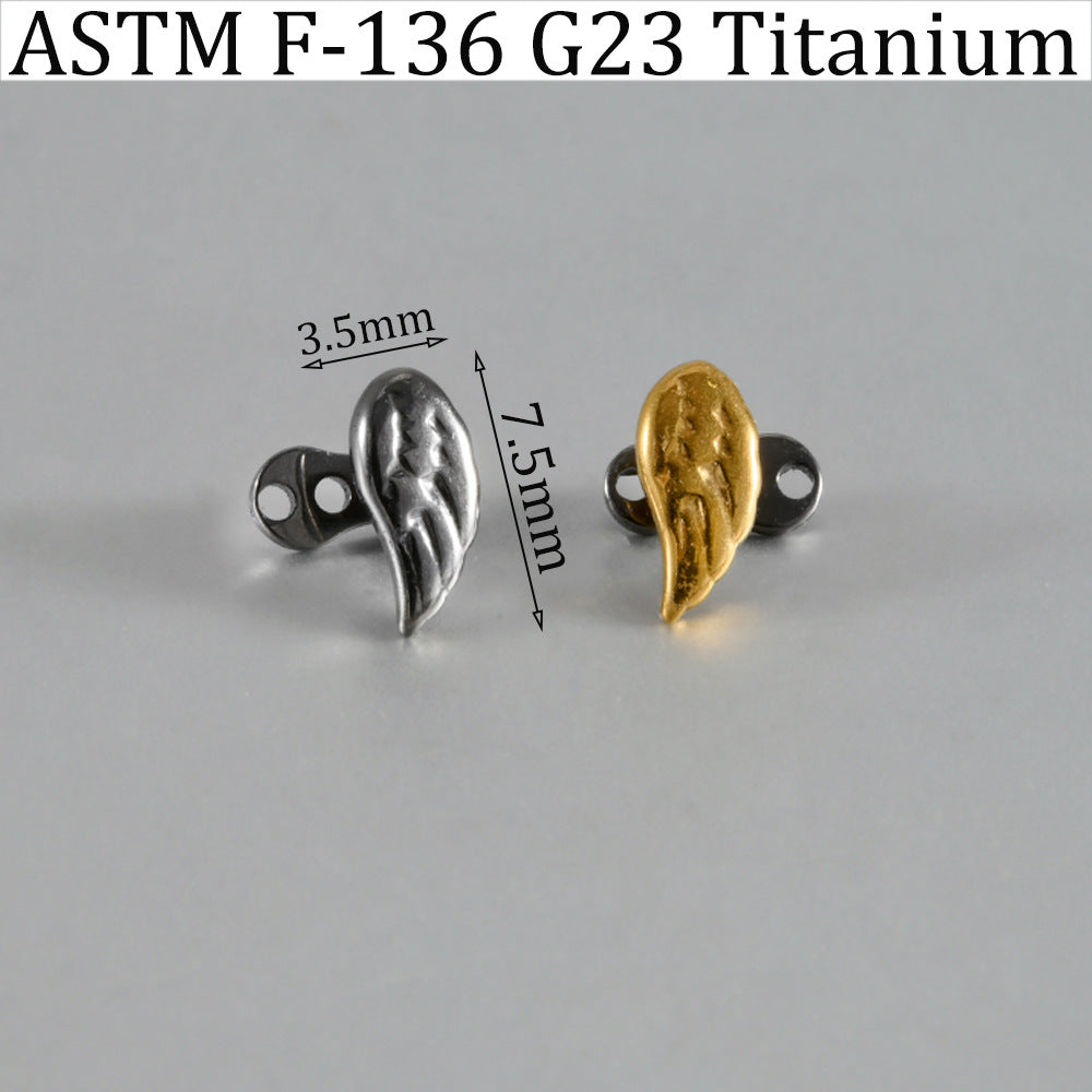 ASTM F136 Titanium Angel Wing Dermal Top – Internally Threaded Micro Dermal Anchor Jewelry for Collarbone & Surface Piercing