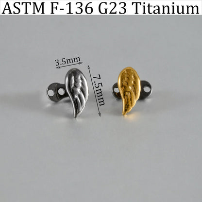 ASTM F136 Titanium Angel Wing Dermal Top – Internally Threaded Micro Dermal Anchor Jewelry for Collarbone & Surface Piercing
