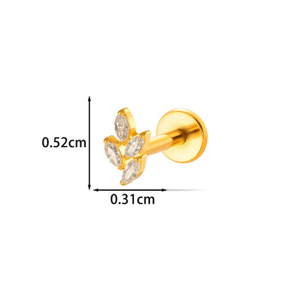 G23/F136 Titanium CZ Heart Flower Carousel Internal Thread Lip & Cartilage Stud | 10 Styles