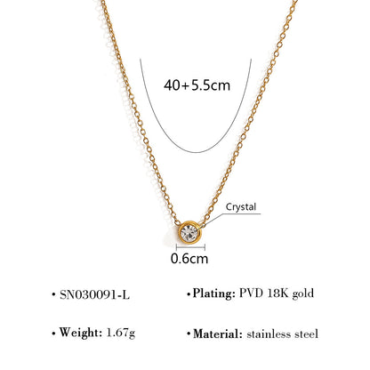 18K Gold Plated Titanium Steel Crystal Pendant Necklace | Sunflower & Round Pendant, Trendy Fashion Jewelry
