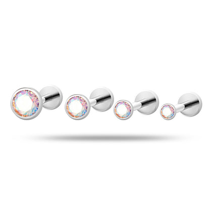 Titanium Flat Back Zircon Piercing Stud | Hypoallergenic Threaded Cartilage Earring