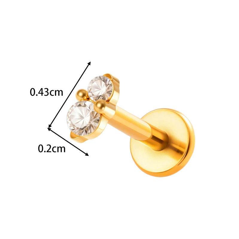 Implant Grade ASTM F136 Titanium Threadless Push Pin Zircon Geometric Flat Back Stud | Cartilage Helix Tragus Lip Piercing Jewelry