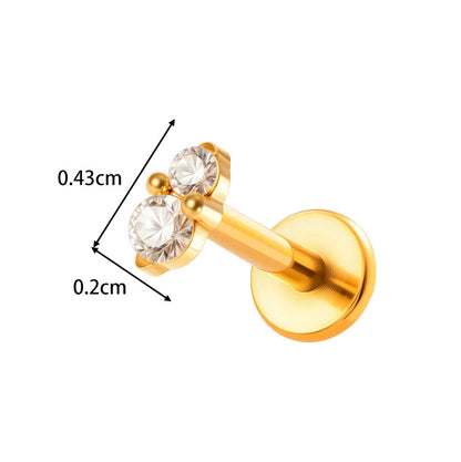Implant Grade ASTM F136 Titanium Threadless Push Pin Zircon Geometric Flat Back Stud | Cartilage Helix Tragus Lip Piercing Jewelry