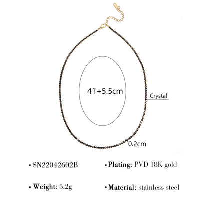 18K Gold Plated Stainless Steel Micro-Paved Green & Black Crystal Necklace – High-End Minimalist Jewelry