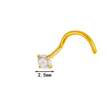 G23 Titanium Nose Stud with Zircon | F136 S-Bar Internally Threaded Nose Piercing Jewelry