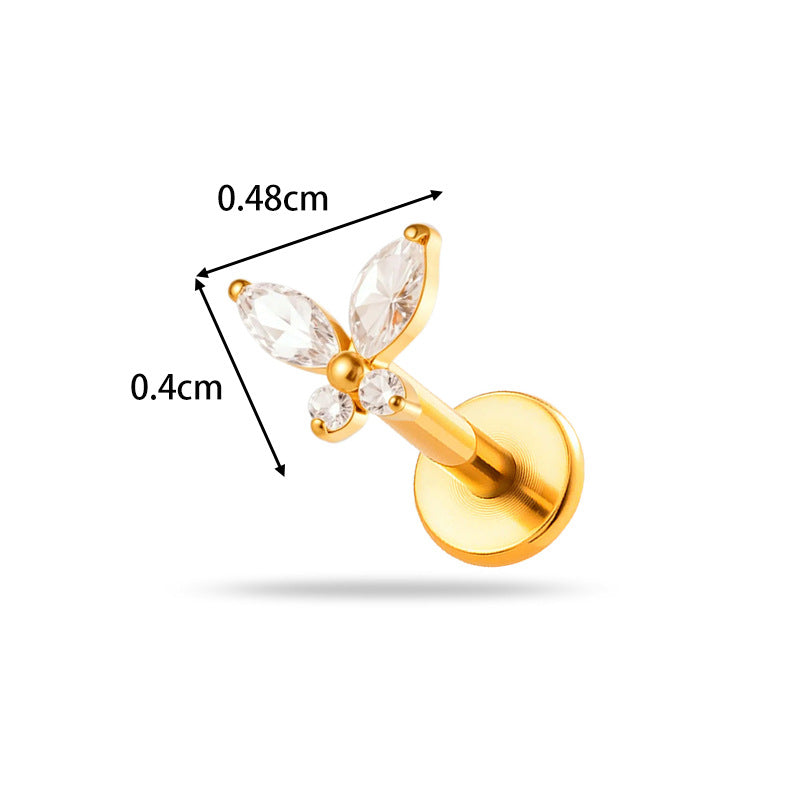 Implant Grade ASTM F136 Titanium Threadless Push Pin Zircon Flat Back Stud | Minimal Helix Cartilage Tragus Lip Piercing Jewelry