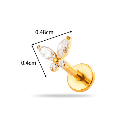 Implant Grade ASTM F136 Titanium Threadless Push Pin Zircon Flat Back Stud | Minimal Helix Cartilage Tragus Lip Piercing Jewelry