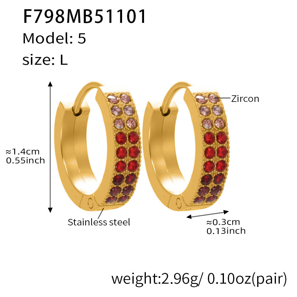 Colorful Zircon U-Shaped Hoop Earrings Set – Stainless Steel Hypoallergenic Minimalist Jewelry for Women | Trendy Fashion Earrings by WANTI Jewelry
