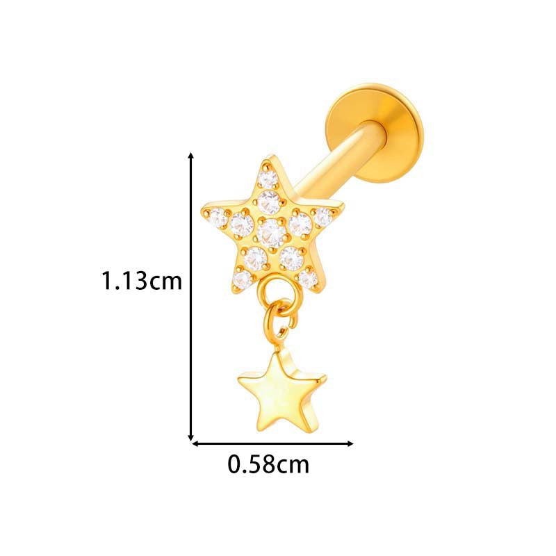 F136 Titanium Internally Threaded Dangling CZ Cartilage Stud – Hypoallergenic Piercing Jewelry