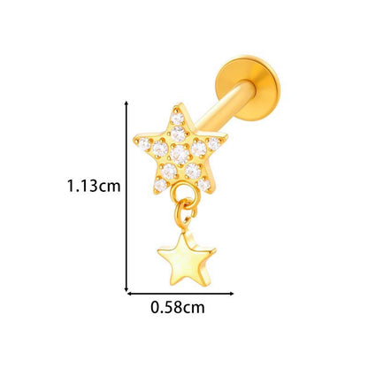 F136 Titanium Internally Threaded Dangling CZ Cartilage Stud – Hypoallergenic Piercing Jewelry