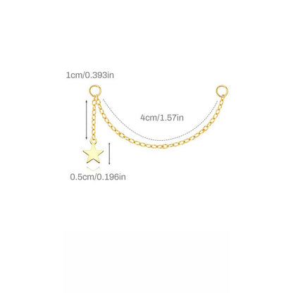 ASTM F136 Star Moon shapes Long Zircon titanium long pendant chain earrings accessories