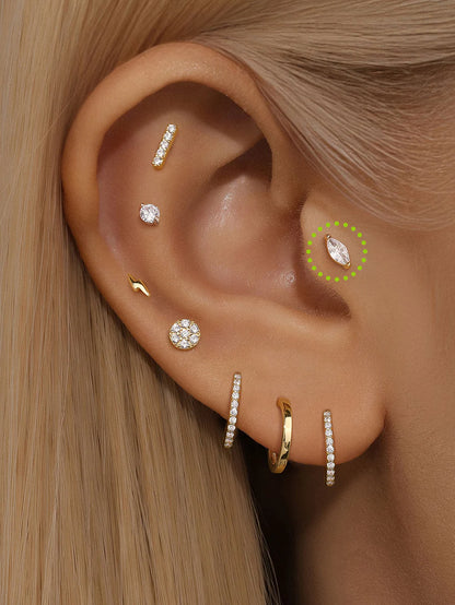 14K Solid Gold Geometric Stud Earrings – Minimalist, Hypoallergenic, Everyday Essential