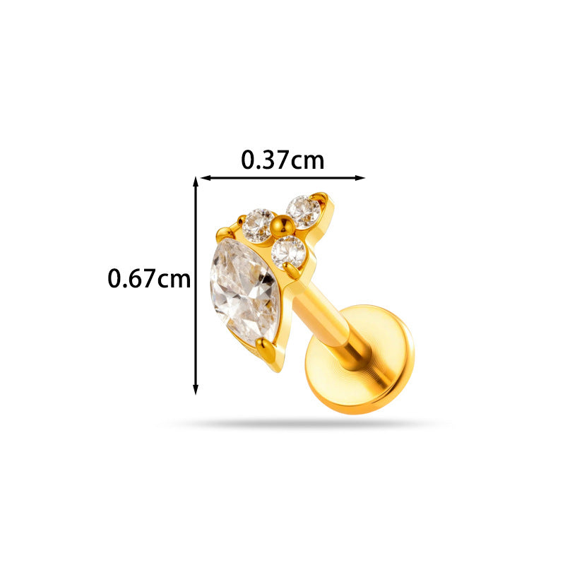 Implant Grade ASTM F136 Titanium Delicate CZ Flat Back Stud | Internal Thread Ear & Lip Piercing Jewelry