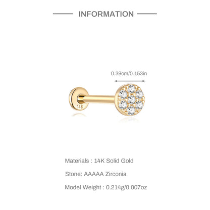 14K Gold Round Zircon Stud Earrings – Hypoallergenic & Everyday Shine