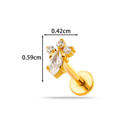 Implant Grade ASTM F136 Titanium Delicate CZ Flat Back Stud | Internal Thread Ear & Lip Piercing Jewelry