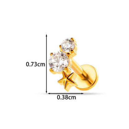 Implant Grade ASTM F136 Titanium Delicate CZ Flat Back Stud | Internal Thread Ear & Lip Piercing Jewelry