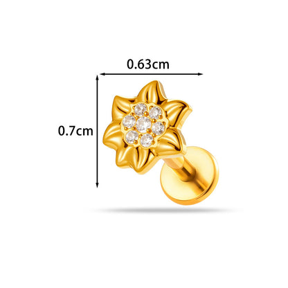 Implant Grade ASTM F136 Titanium Delicate CZ Flat Back Stud | Internal Thread Ear & Lip Piercing Jewelry