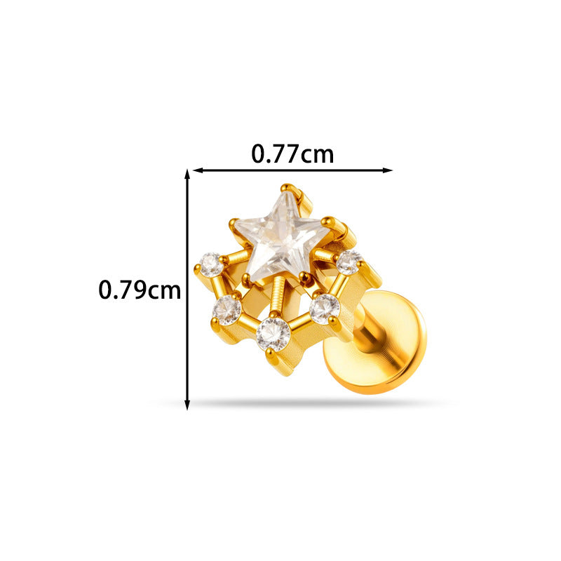 Implant Grade ASTM F136 Titanium Delicate CZ Flat Back Stud | Internal Thread Ear & Lip Piercing Jewelry