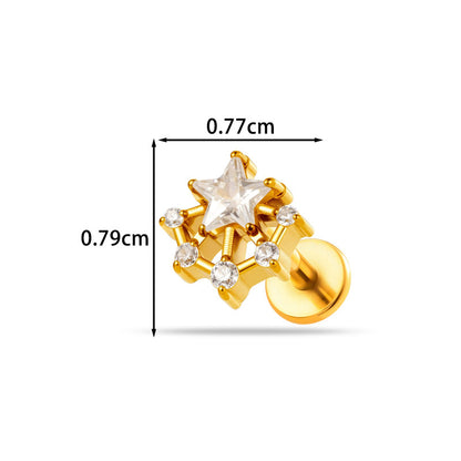 Implant Grade ASTM F136 Titanium Delicate CZ Flat Back Stud | Internal Thread Ear & Lip Piercing Jewelry