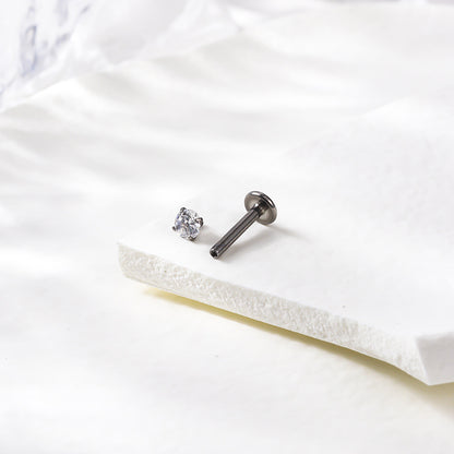 G23/F136 Titanium 3mm CZ Internally Threaded Labret, Curved Barbell & Horseshoe Piercing Jewelry – Silver