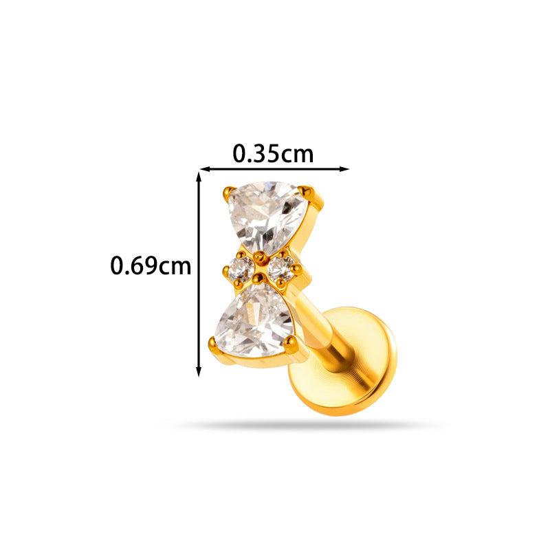 Implant Grade ASTM F136 Titanium Delicate CZ Flat Back Stud | Internal Thread Ear & Lip Piercing Jewelry