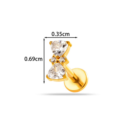 Implant Grade ASTM F136 Titanium Delicate CZ Flat Back Stud | Internal Thread Ear & Lip Piercing Jewelry