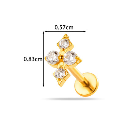 Implant Grade ASTM F136 Titanium Delicate CZ Flat Back Stud | Internal Thread Ear & Lip Piercing Jewelry