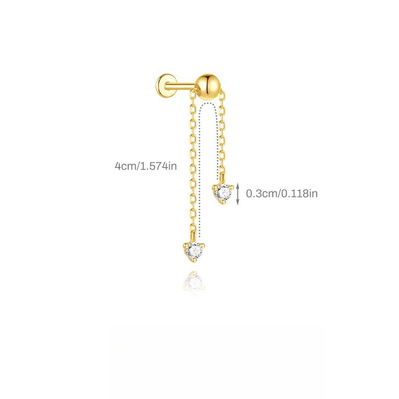 ASTM F136 Zircon classic tassel chain hidden cartilage piercing earrings