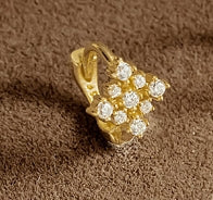 14K Yellow Gold Zircon Pavé Helix Stud – Cartilage & Tragus Piercing Jewelry