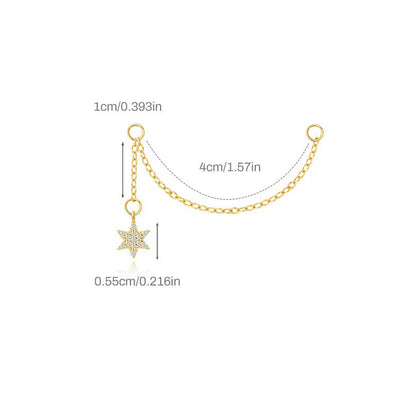 ASTM F136 Star Moon shapes Long Zircon titanium long pendant chain earrings accessories