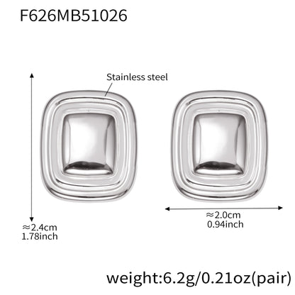 Stainless Steel Retro Geometric Earrings | Figure-8 & Square Shaped Minimalist Hoop Earrings | High-End Fashion Jewelry